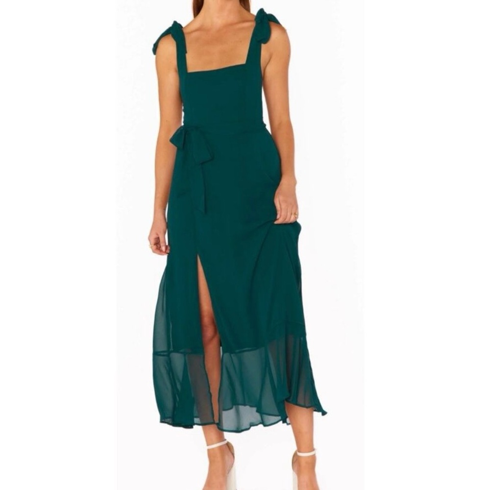 NWT Show Me Your Mumu Claire Midi Bridesmaid Dress Emerald Green Size Large‎